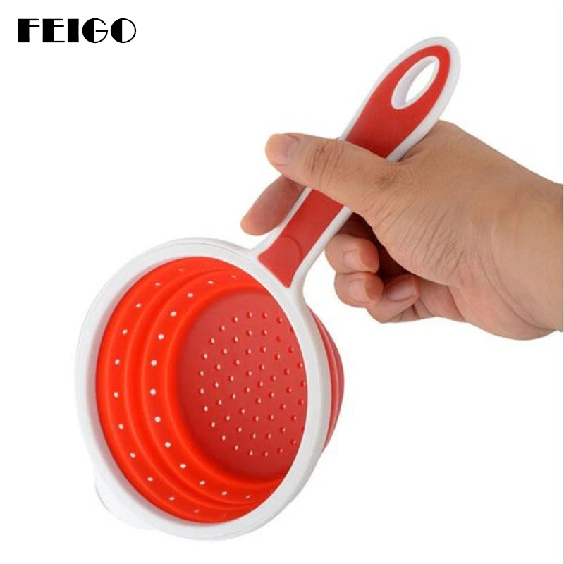 

FEIGO 1Pcs Kitchen Collapsible Silicone Colander Folding Silicone Strainer Fruit Vegetable Strainer Kitchen Accessories F539