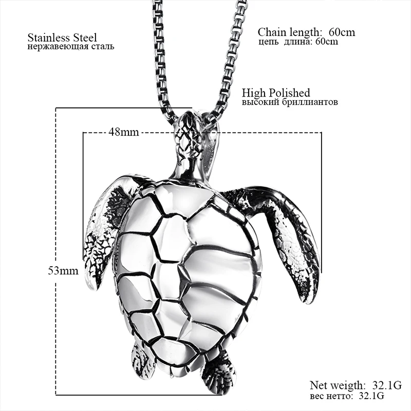RIR мужское тяжелое золотое ожерелье с черепашкой из нержавеющей стали массивное