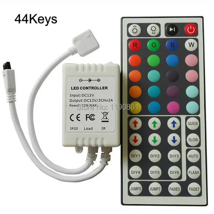 

44key RGB led controller 12v - 24v LED strip Box Receiver IR Remote controller