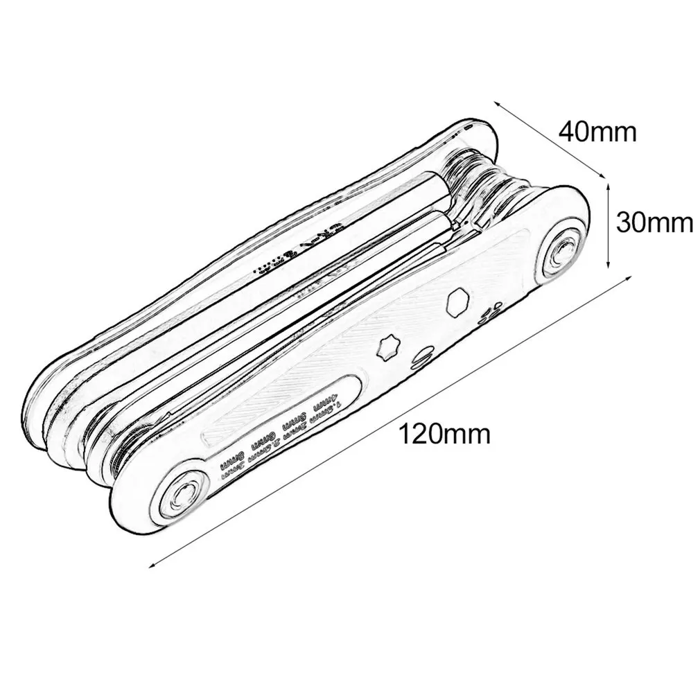 8 In 1 Folding Hex-Key Wrench High Quality Chrome Vanadium Steel Spanner Set Portable Home Hand Tool | Инструменты