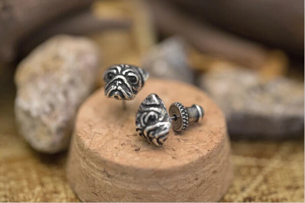 Уникальный ручной работы в стиле ретро виде мопса серьги-гвоздики серьги с