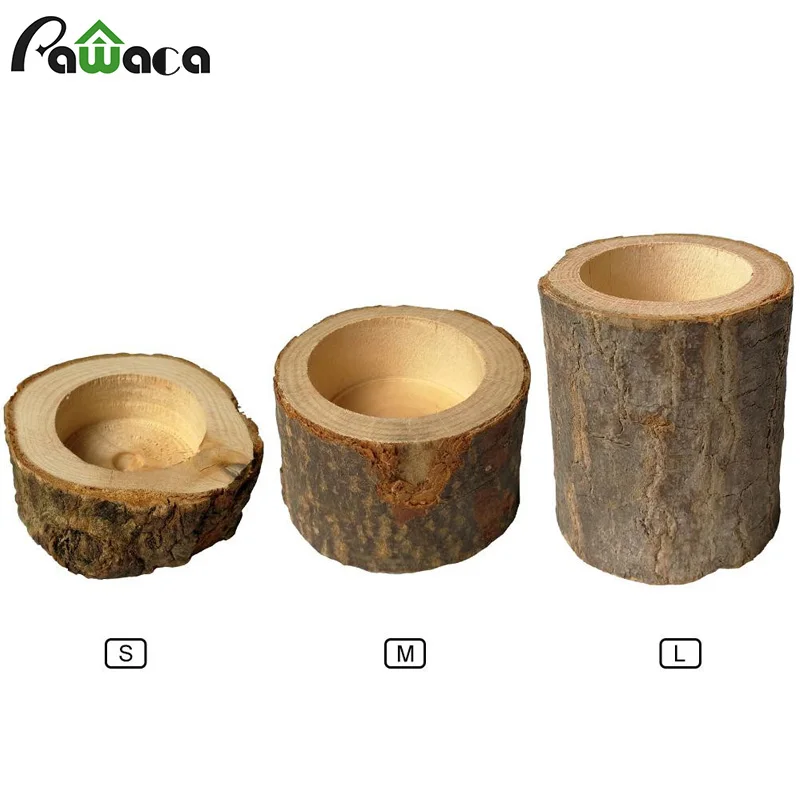 Деревянный Подсвечник Подсвечники Tealight деревянный цветочный горшок ручной работы Дерево деревенский чайный светильник подсвечник Декор для дома и сада