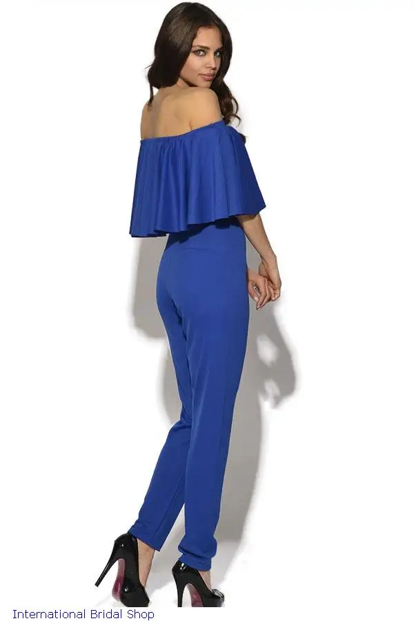 New Celebrity Frill Sexy White/Black/Blue Slash Neck Cute Summer Playsuit Rompers And Long Jumpsuit For Womens Bodysuits LC60013 |