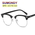 SUMONDY SPH От -0,5 до -6,0 Рецептурные очки для близорукости Конечный продукт очки с диоптриями для женщин мужчин с заклепками анти-радиационные очки оптические очки UF28