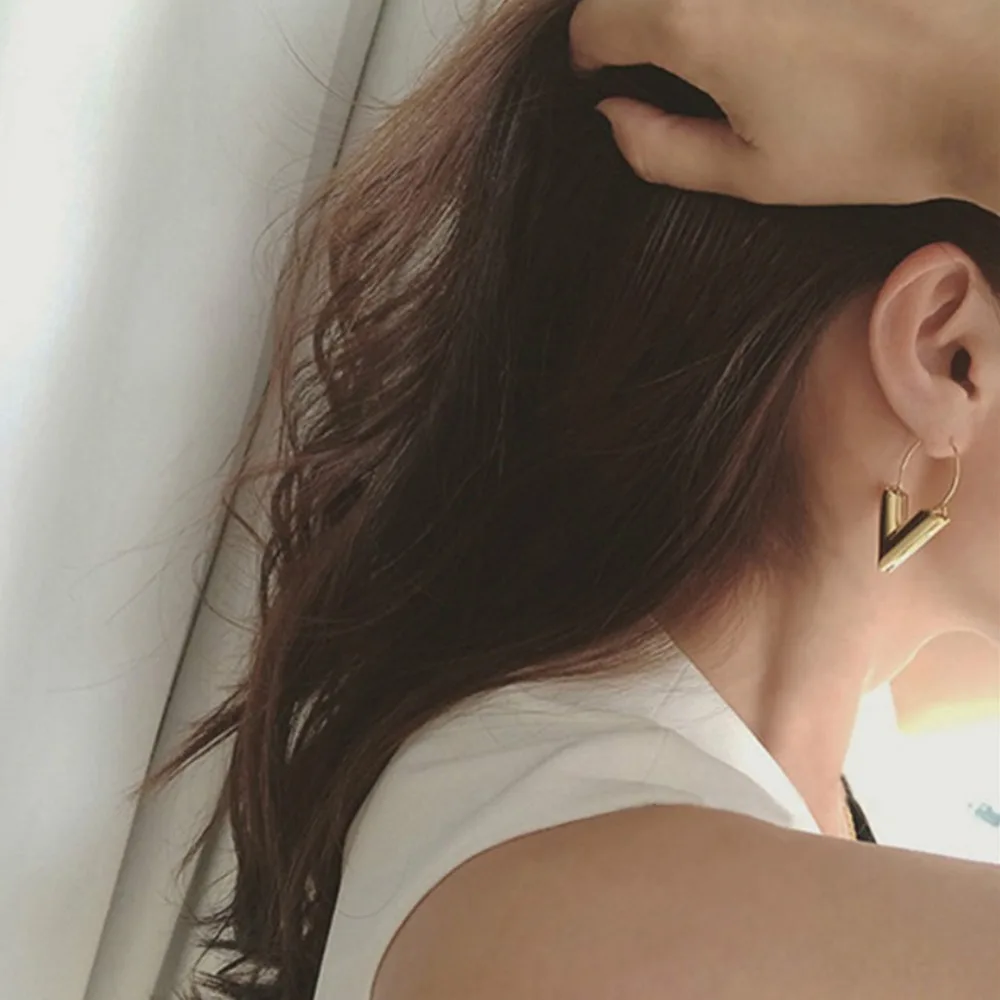 Корейские модные украшения серьги подвески с буквой V посеребренные золотые