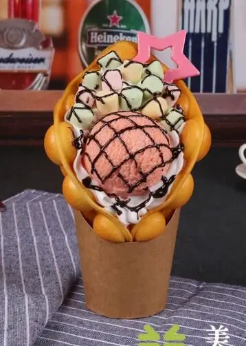 Модель вафельного яйца в гонконгском стиле с пузырьками Искусственный лед крем