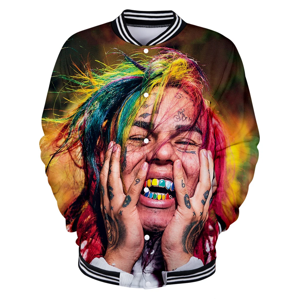 LuckyFriday Мода 3D 6IX9INE рэпер бейсбольные куртки мужчины/женщины популярная одежда