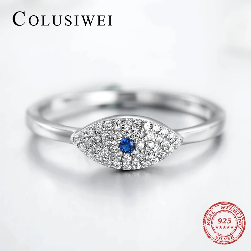 Кольца для женщин серебро 2019 пробы кубический цирконий синий глаз удача