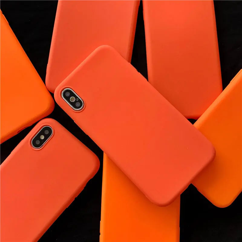 COOLY Orange Silicone Case For Samsung Galaxy S8 S9 S10 Plus S10e Cover on Note 8 9 C7 Pro C9 Back Coque Ultra Slim Matte Shell |