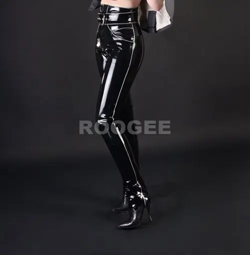 adult latex leggings 0.8mm thickness rubber jean with latex belt hand made
