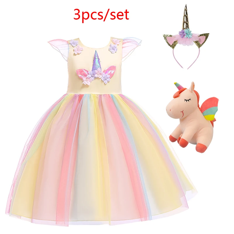 Платья для девочек на день рождения Детские платья вечерние с единорогом