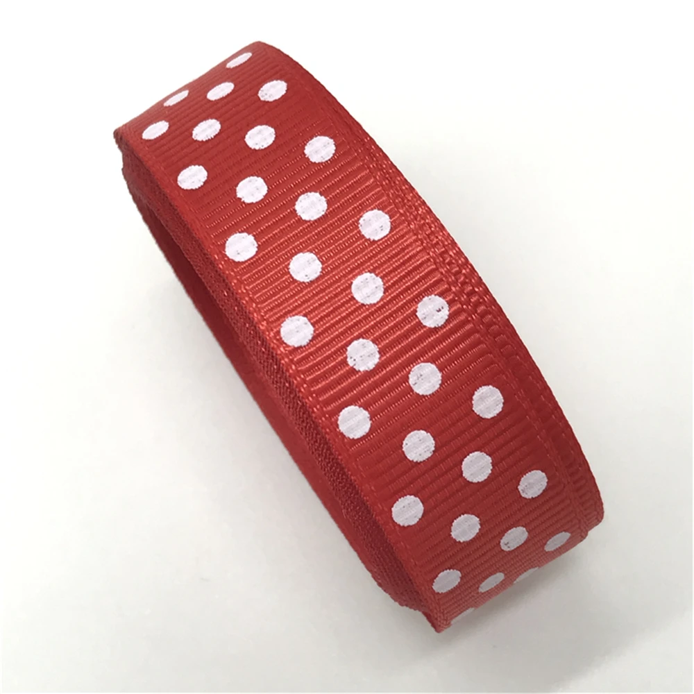 Ленточка грейн с полосками для волос и украшений на Рождество и свадьбу, печать в горошек, 5 ярдов, 5/8 (15 мм), DIY упаковка подарков.