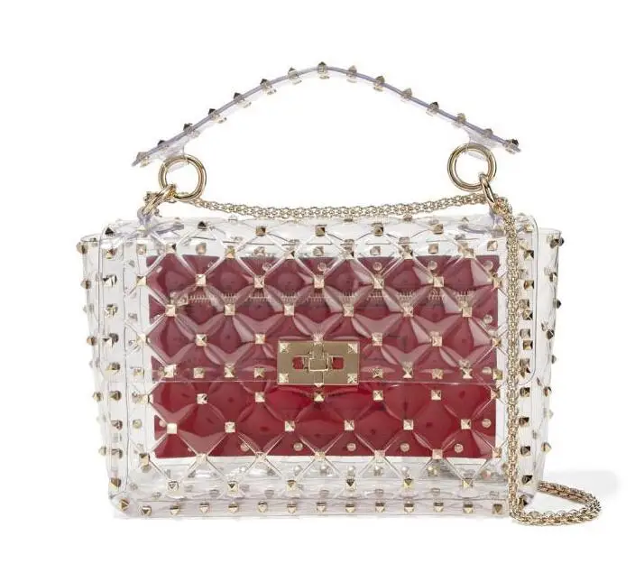 Новинка стильные туфли с заклепками Прозрачные Пляжные дизайнерские сумки