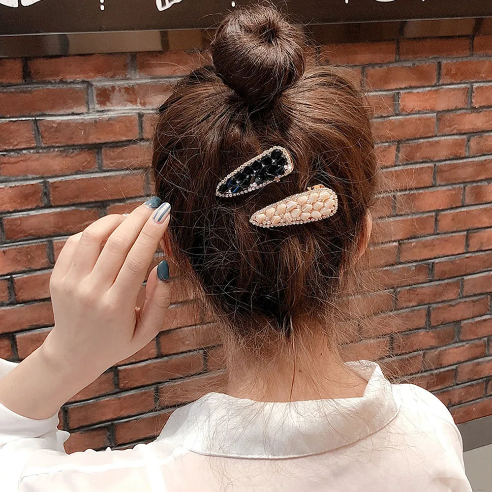 1PC New Women Solid Color Hair Clips Girls Geometric Rock Barrettes Water Droplets Rectangle Hairpins Headbands Hair Accessories