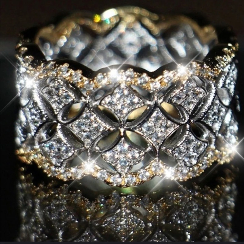 Стильный топик качество роскошные большие кольца ясно 5a Свадебный с фианитами