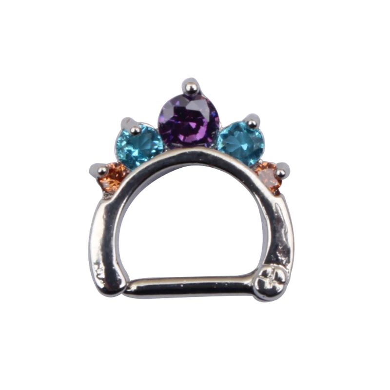 1pcs Crystal Septum Clicker Ring Hanger Clip On Non Piercing Zircon Nose Hoop Body Jewelry | Украшения и аксессуары