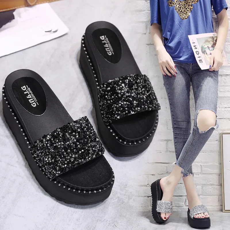 Женские роскошные ботинки на танкетке Босоножки платформе 2019 новые женские