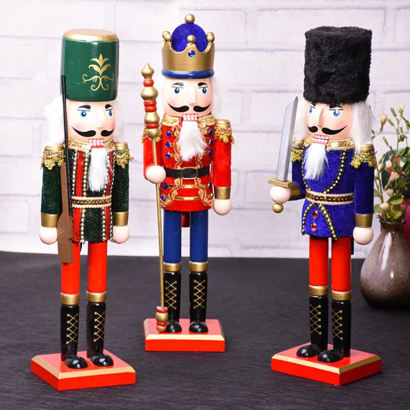 

38Cm Wooden Nutcracker Doll Soldier Children Retro Handmade Puppet Decorative Jewelry Home Decoration Christmas Gift