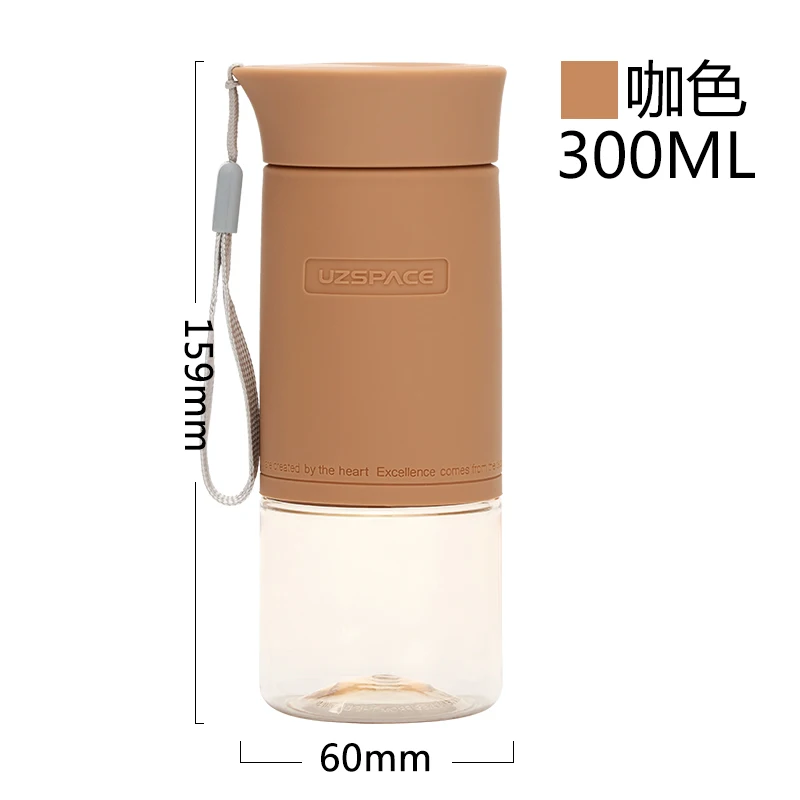 coffee UZSPACE маленькие спортивные бутылки для воды, мини милые модные тритановые пластиковые стаканы, удобная бутылка My drink bottle 200/300 мл, BPA бесплатно - Цвет: coffee