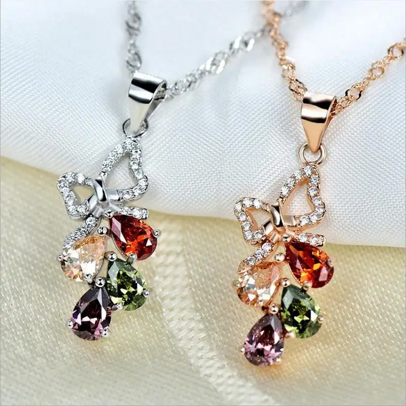 Женское Ожерелье Everoyal серебряное ожерелье с цветком и бабочкой из 925 пробы