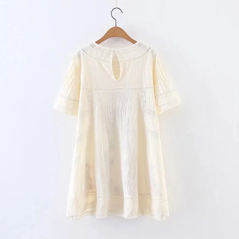 Богемное женское платье с вышивкой винтажное ажурное кружевное короткими