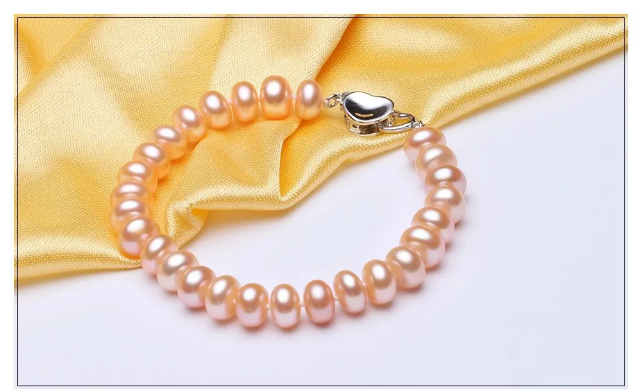 HENGSHENG White Pearl Bracelets 8-9mm 18cm Length Bread Round Natural Freshwater Pearl Hot Sale Jewelry Bracelets For Women