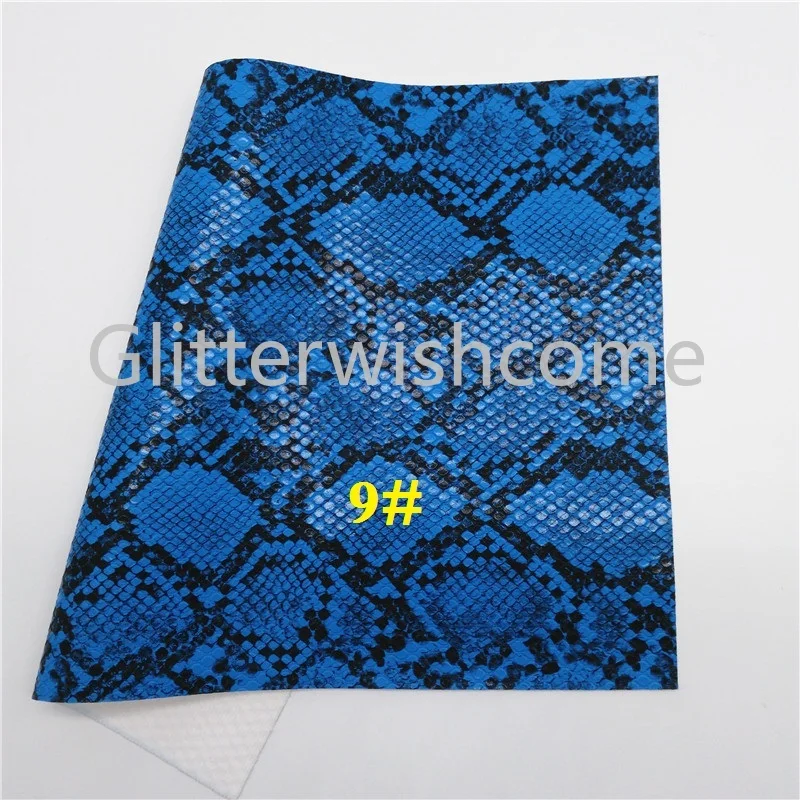 Glitterwishcome 21X29CM A4 Size Vinyl For Bows Snake Python Synthetic Leather Fabirc Faux Leather Sheets for Bows, GM428A