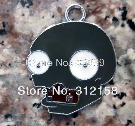 

245433! Wholesale 100Pcs/Lots DIY Alloy Enamel Skull Charms Metal Charms bead bead