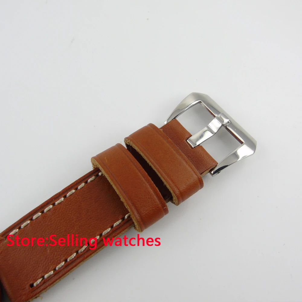 43 мм Parnis черный циферблат Желтый Знак сапфировое стекло автоматические мужские