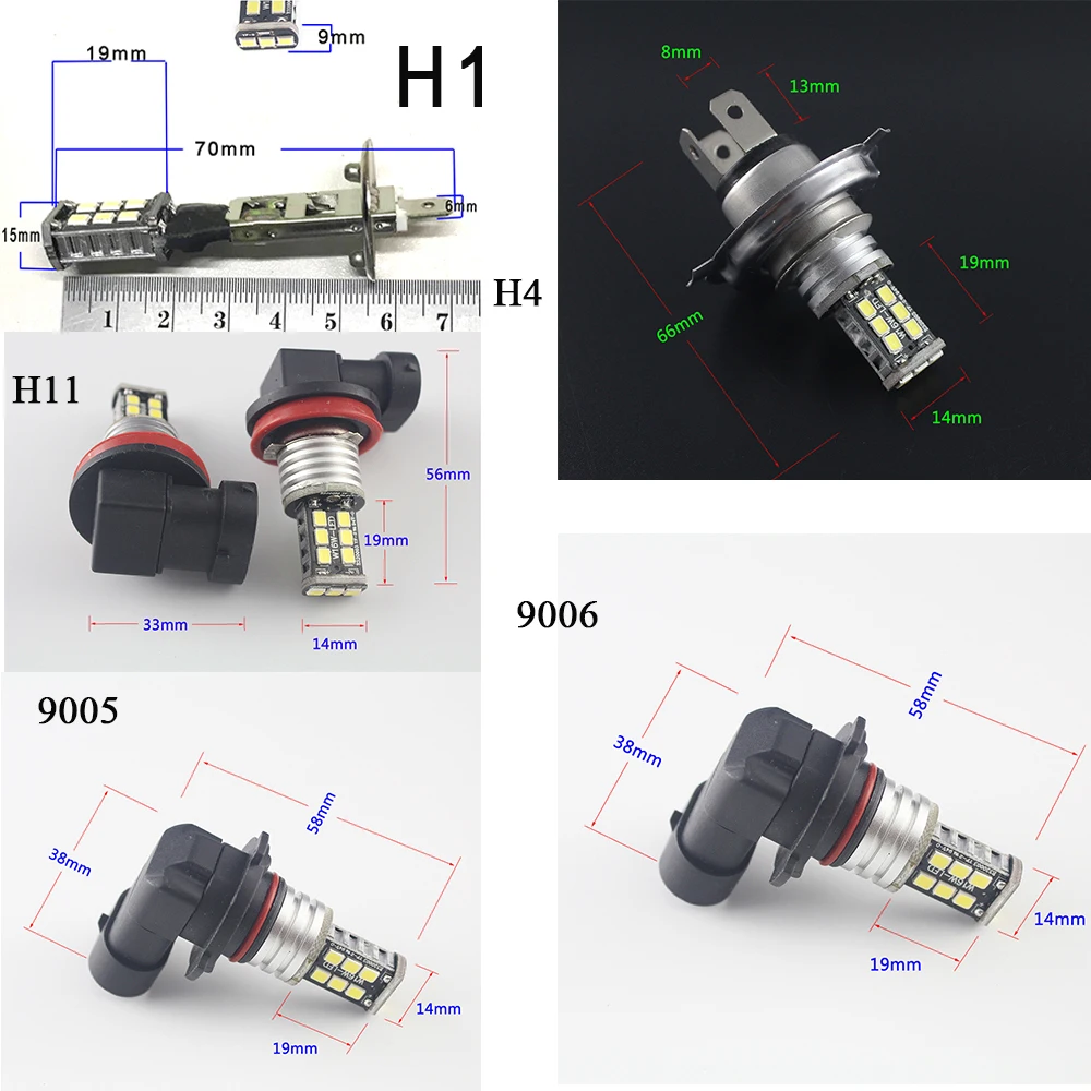 6 шт 12V 24V с can-bus 2835 15 SMD белый 6500K Светодиодные лампы 9005 9006 H1 H3 H4 H7 H11 туман светильник указатель поворота головки светильник