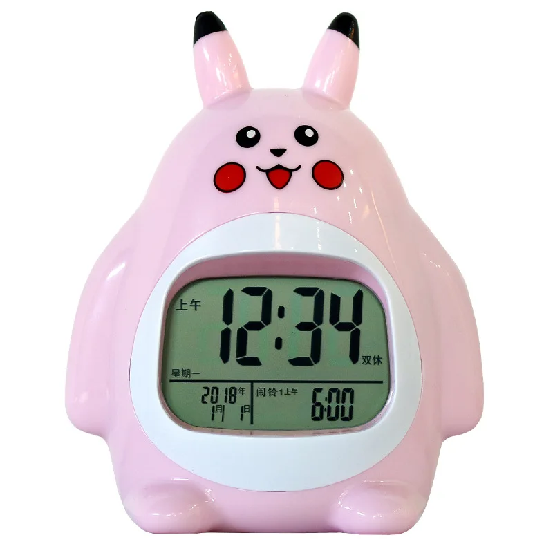 Милый Пикачу температура ленивый Повтор Будильник фигурки немой подсветкой