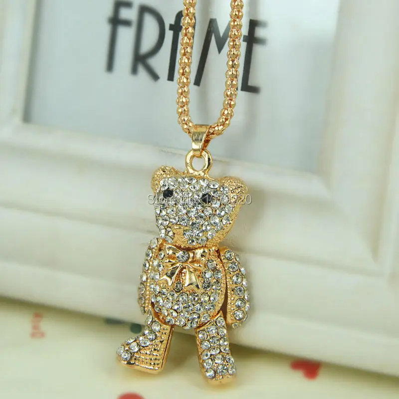 ZL Медведь свитер бисер ожерелье ювелирные изделия кристалл для женщин длинное