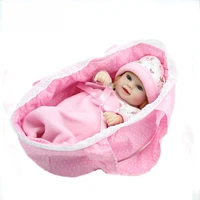 hot 28cm pink bebe reborn doll toy gift for kids doll reborn silicone newborn babies with a pillow a quilt a small cloth bag