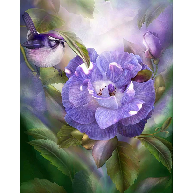 

New mosaic full diamond painting embroidery beads bird and peony flowers diamonds cross stitch handwork wedding decor A5550R