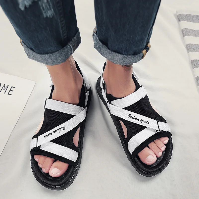 Мода и отдых Для Мужчин's босоножки Basic с передним задним ремнем летние туфли