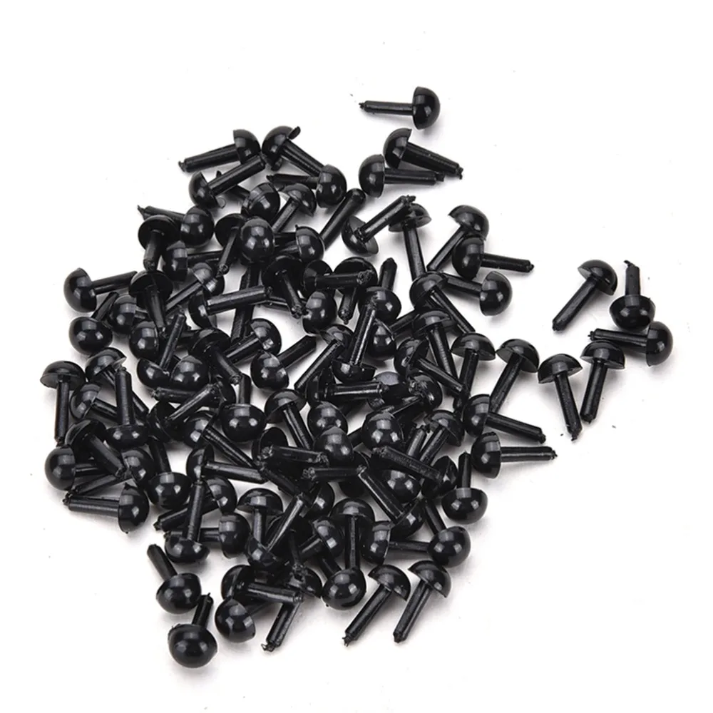 

100 Pcs DIY 3 mm/4 mm/5 mm/6 mm Black Plastic Safety Eyes Toy for Teddy Bear Doll Making Craft