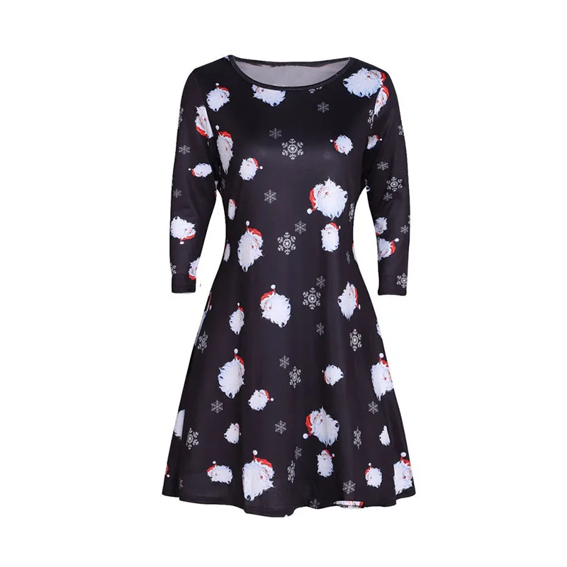 S-3XL Large Size Winter Women Dresses Casual Cute Printed Christmas Dress 2018 Party Short Plus Vestidos | Женская одежда