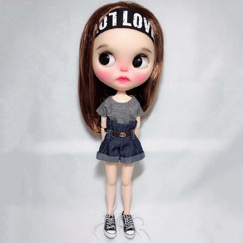 Модная Одежда для кукол 2 шт./компл. футболка в полоску + штаны Azone брюки девочек 30