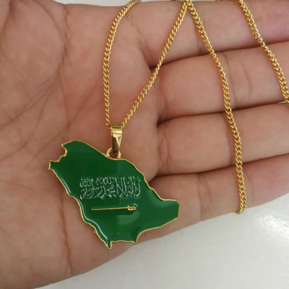 Подвеска в виде карты Саудовская Аравия цепочки золотого цвета для женщин и