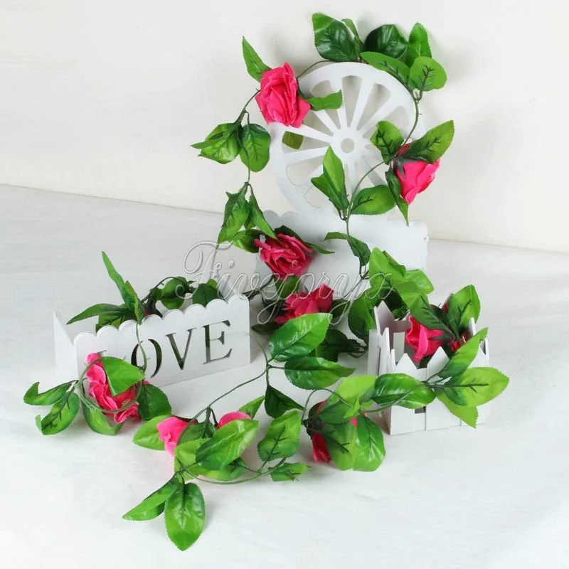 10 шт. искусственные Искусственные Шелковые Розы Плющ лоза висячая гирлянда для