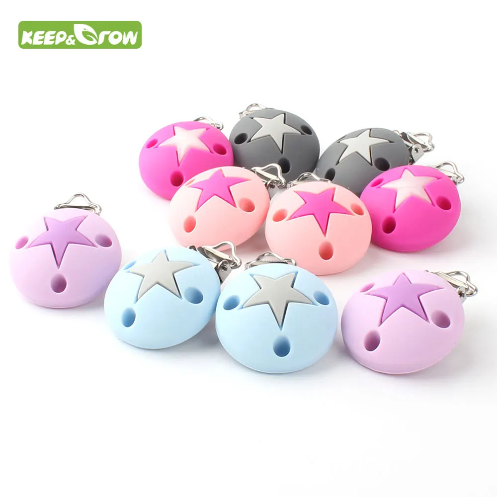

10Pcs Anti-Off Stars Pacifier Clips Holder Round Baby Dummy Soother Suspender Toddler appease Nipple Baby Pacifier Chain Clasp