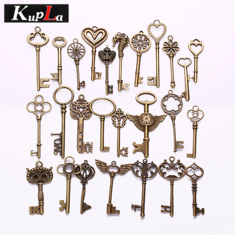Vintage Brass Metal Mixed Each Different Key Charms DIY Handmade Jewelry Decoration Pendant 70 pieces/lot | Украшения и