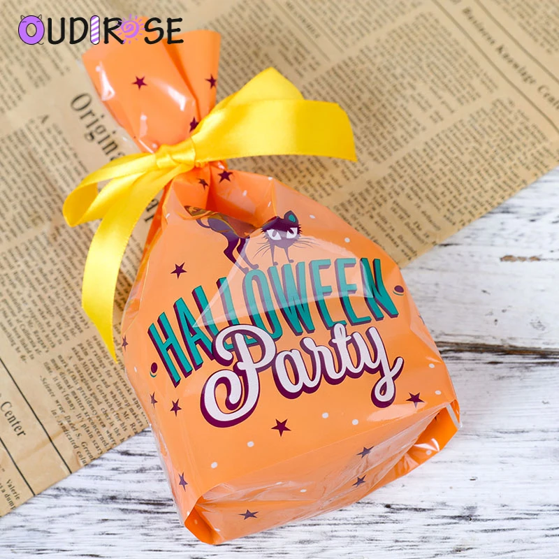 OUDIROSE 50 шт. пластиковый пакет для конфет Пасхальный Хэллоуин вечерние печенья
