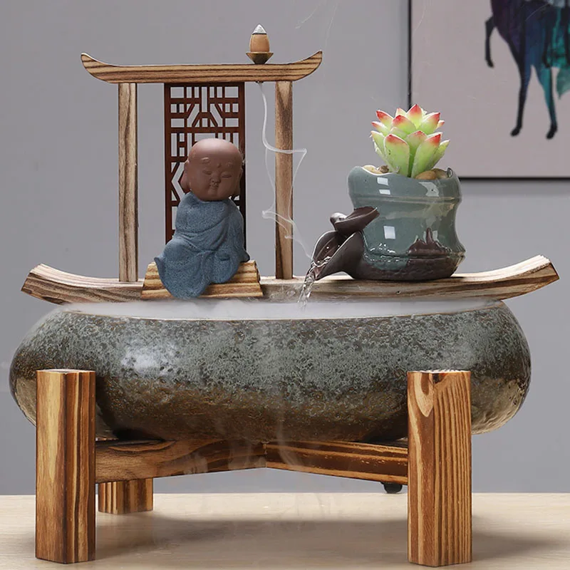 110-240 В Zen фонтан с проточной водой Lucky Feng Shui маленький монах украшение для рабочего