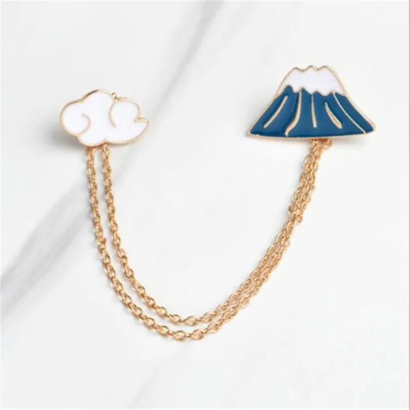 WKOUD крепление Fuji Clouds Planet брошь в виде молнии булавки с цепочкой DIY Кнопка Pin