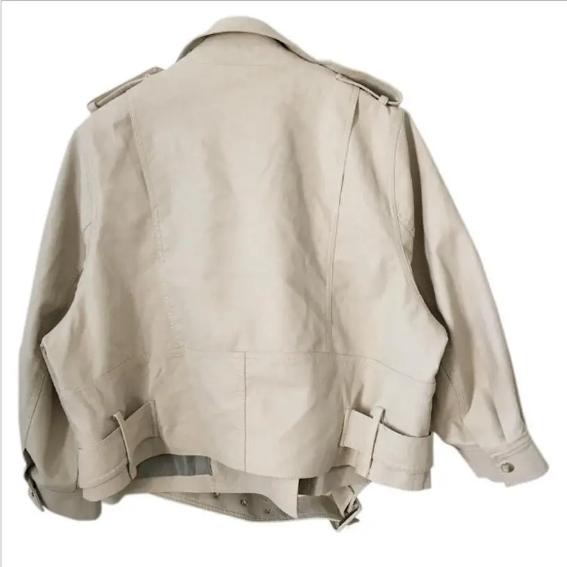 Женская куртка из ПУ кожи свободная короткая в Корейском стиле Харадзюку для