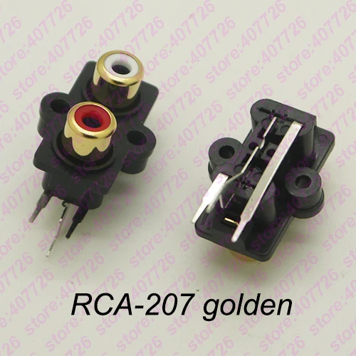 2 шт./упак.) PCB Mount 1 позиционный стерео разъем для аудио-видео гнездо rca два отверстия(R+ W) RCA-214 золотой