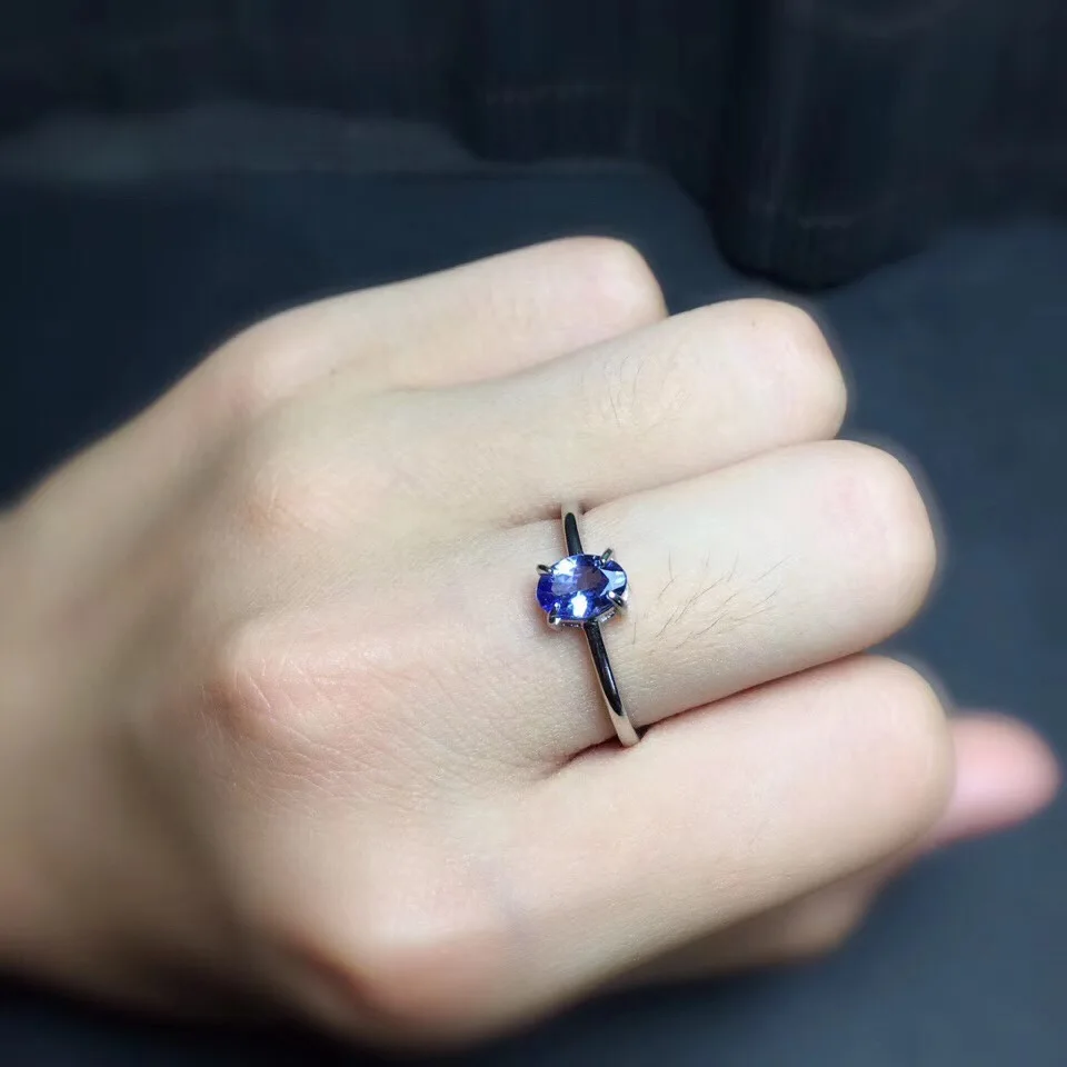 

Fine Jewelry Natural Tanzanite Ring For Women Men Love Gift 925 Silver 5x7mm Beads Blue Gemstone Fashion Adjustable Ring AAAAA