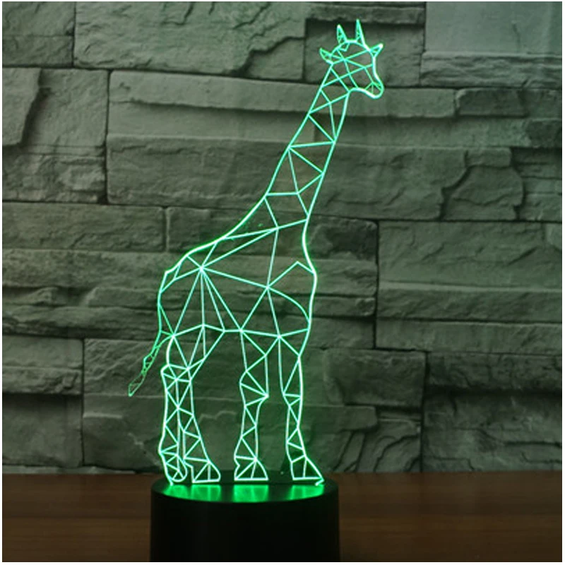 3D LED ночник пазл Жираф Олень с 7 видов цветов свет для украшения дома лампа