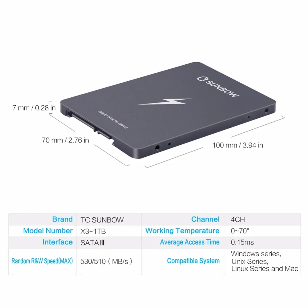 TC-SUNBOW SATA 3 60 ГБ 120 ГБ 240 480 1 ТБ твердотельных дисков с 3 летами гарантированности Самый дешевый 2,5 жесткий диск SSD для ПК